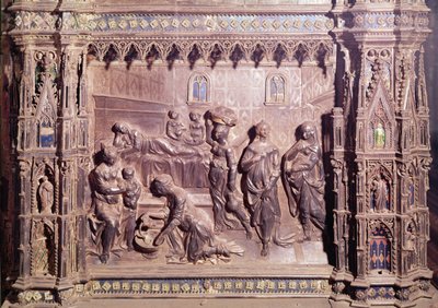 Altar frontal representing the birth of St. John the Baptist by A. del and Pollaiolo, A. del Verrocchio